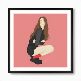 Girl In Black Socks Art Print