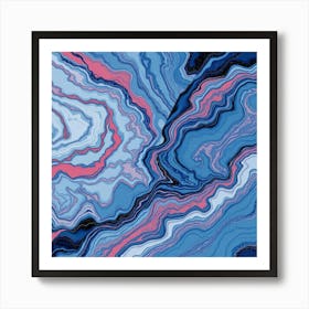 Blue And Pink Marble Art Print