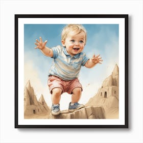 Baby Boy In The Sand Affiche