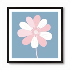 A White And Pink Flower In Minimalist Style Square Composition 522 Art Print