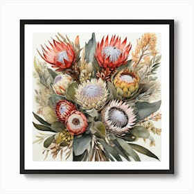 Australian Native Bouquet With Protea Art Print 3 Art Print