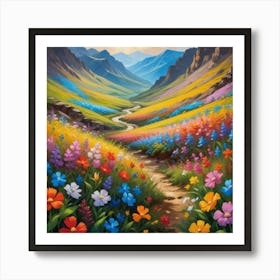 Valley Of Flowers Paintings Art Print Art Print