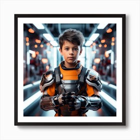 Futuristic Boy In Space Suit Art Print