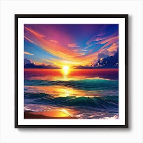 Sunset Over The Ocean 125 Art Print