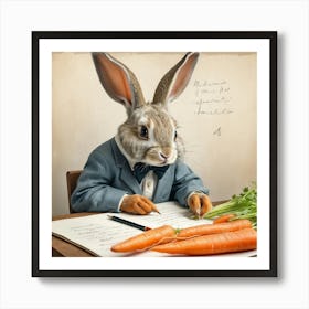 Rabbit Writing 7 Art Print