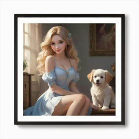 Girl With A Dog 6 Art Print