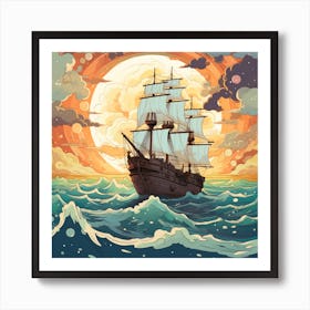 Sailing Ship In The Sea 1 Art Print