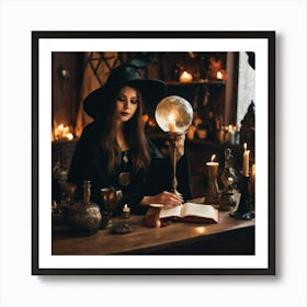 Witch With A Crystal Ball Art Print