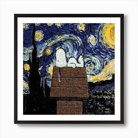 dog House Art Starry Night Van Gogh Art Print