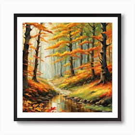 Forest In Autumn In Minimalist Style Square Composition 82 Art Print