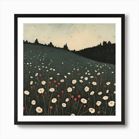 Wild Flowers Field Fairycore Painting 2 Art Print