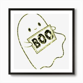 Scary Hey Boo Trick Or Treat Halloween Kawaii Ghost Art Print