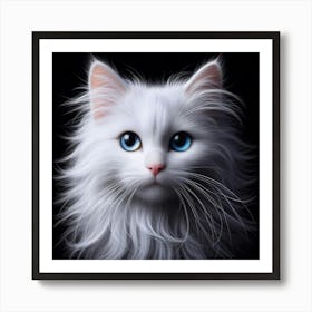 White Cat With Blue Eyes 6 Art Print