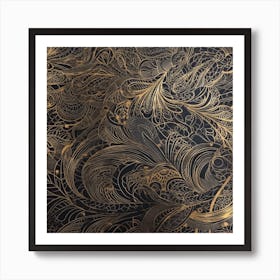 Gold And Black Paisley Art Print