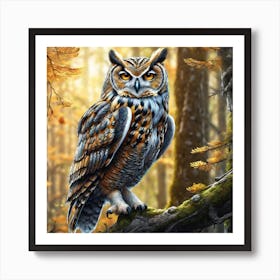 Owl In The Forest 192 Art Print