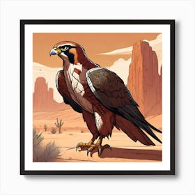 Hawk In The Desert Art Print