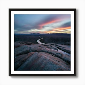 Sunset Over The River Art Print