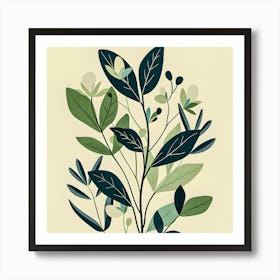 Emerald Branches - botanical art, green foliage, plant print, nature wall art, minimalist decor Art Print