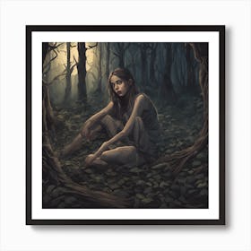 Girl In The Woods Art Print