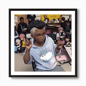 Young Boy In A Classroom Art Print
