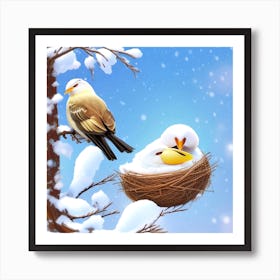 Birds In A Nest 12 Art Print