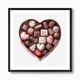 Heart Shaped Box Of Chocolates Art Print