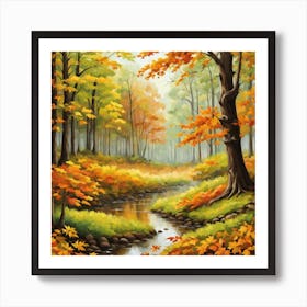 Forest In Autumn In Minimalist Style Square Composition 2 Art Print