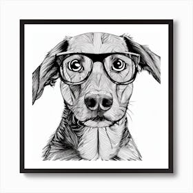 Dog With Glasses 13 Art Print