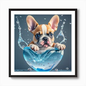 French Bulldog In Water 1 Art Print