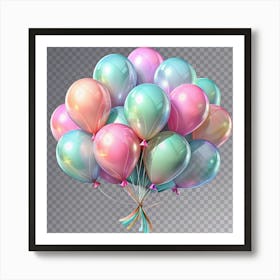 Bunch Of Colorful Balloons With Pastel Tones Art Print