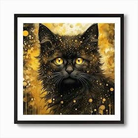 Black Cat With Yellow Eyes Art Print