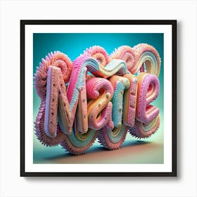 3d Render Of The Name Marie With Colorful Texture Art Print