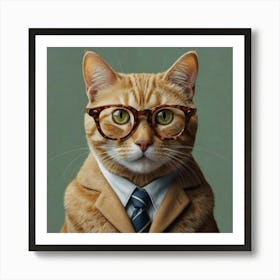 Cat In A Suit Art Print