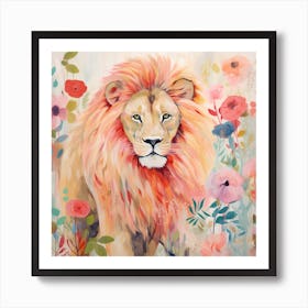 Lion In Bloom Art Print