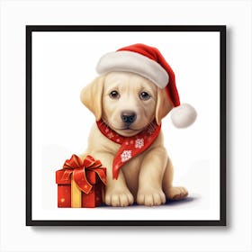 Christmas Labrador Puppy Art Print