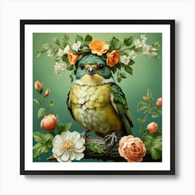 Bird In A Flower Crown 2 Art Print