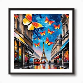 Paris With Butterflies 23 Art Print