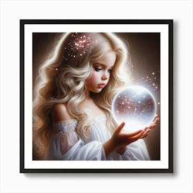 Little Girl Holding A Crystal Ball 1 Art Print