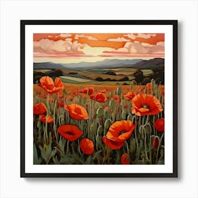 Abstract Poppy Fields In Zamora Art Print