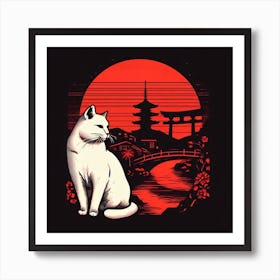 Japanese Cat Art Print