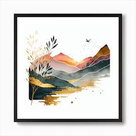 Watercolor Landscape Painting Abstract Art Print