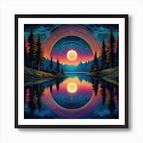 Moon In The Water Art Print