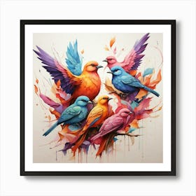 Colorful Birds 2 Art Print