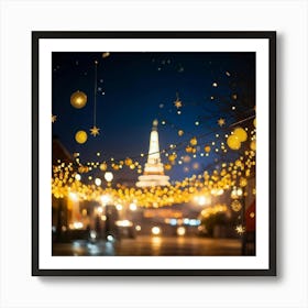 A Night Scene Lit With Magical Sparkling Decorations And Luxurious Shimmering Lights Glowing In A (2) 1 Art Print