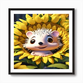 Hedgehog In Sunflower Art Print