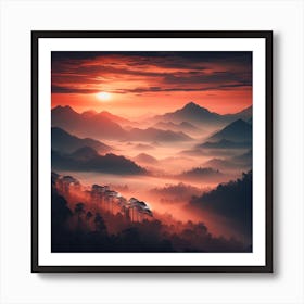 Sunrise In The Mountains Art Print