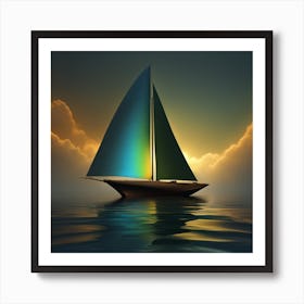 Sailboat At Sunset Art Print