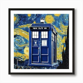 tardis van goth starry night Art Print