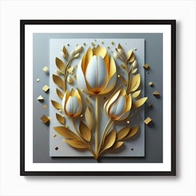 Three Tulips gold Art Print