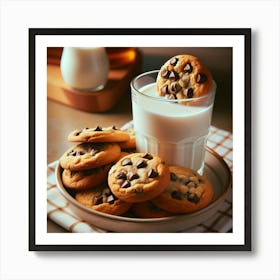 Chocolate Chip Cookies And Milk Art Print